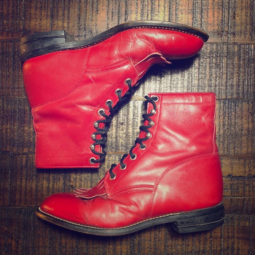 VINTAGE Justin Roper Lace Ups with fringe intact!